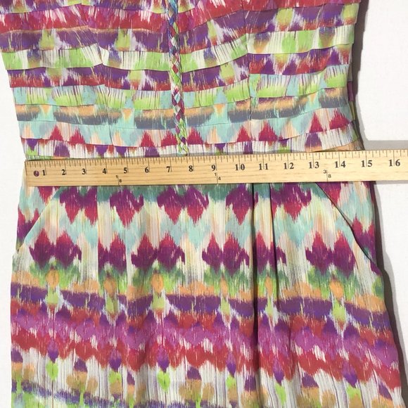 Charlie Jade Womens Size M Multicolored Strapless Pockets Silk Mini Dress - Picture 4 of 7